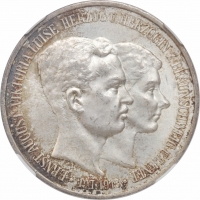 Брауншвейг 3 марки 1915 г., NGC MS64, "Свадьба и вступление на престол Эрнста Августа"