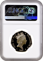 Остров Мэн 50 пенсов 1993 г. BB, NGC PF68 UC, "Рождество"