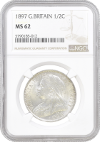 Великобритания 1/2 кроны 1897 г., NGC MS62, "Королева Виктория (1838 - 1901)"