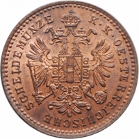 Австрия 1 крейцер 1881 г., NGC MS64 RB, "Император Франц Иосиф (1848 - 1916)"