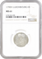 Люксембург 6 солей 1790 г. H, NGC MS61, "Австрийское владение (1757 - 1795)" Top Pop