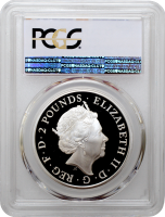 Великобритания 2 фунта 2019 г., PCGS PR70 DCAM, "Звери Королевы - Сокол Плантагенетов" Top Pop