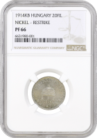 Венгрия 20 филлеров 1914 г. KB, NGC PF66 RESTRIKE, "Император Франц Иосиф I (1848 - 1916)"