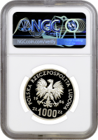 Польша 1000 злотых 1986 г., NGC PF68 UC PROBA, "Король Владислав I Локетек"