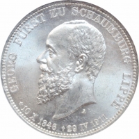 Шаумбург-Липпе 3 марки 1911 г., NGC MS65, "Князь Альбрехт Георг (1893 - 1911)"