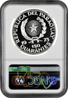 Парагвай 150 гуарани 1973 г., NGC PF64 UC, "Культуры Мезоамерики - Уастека"
