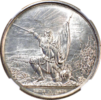 Швейцария 5 франков 1874 г., NGC MS64, "Стрелковый фестиваль в Санкт-Галлене"