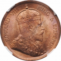 Британский Гондурас 1 цент 1904 г., NGC MS64 RB, "Король Эдуард VII (1902 - 1910)"