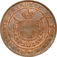 Тоскана 5 чентезимо 1859, PCGS MS63 RB, "Временное правительство (1859 - 1861)"