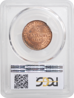 Тоскана 5 чентезимо 1859, PCGS MS63 RB, "Временное правительство (1859 - 1861)"