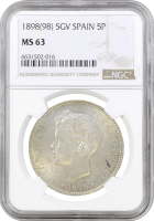 Испания 5 песет 1898 г. SGV, NGC MS63, "Король Альфонсо XIII (1886 - 1931)"