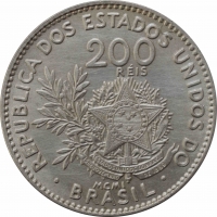 Бразилия 200 рейсов 1901 г., UNC, "Первая Республика (1889 - 1942)"