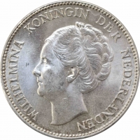 Нидерланды 1 гульден 1931 г., UNC, "Королева Вильгельмина (1890 - 1948)"