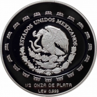Мексика 2 песо 1997 г., PROOF, "Теотиуакан - диск смерти"