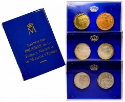 Испания пробный набор 500 песет 1987 г., PROOF PRUEBA, "Хуан Карлос I и София"