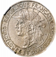 Гваделупа 50 сантимов 1903 г., NGC MS64, "Французская колония - Франк (1903 - 1921)"