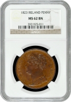 Ірландія 1 пенні 1823, NGC MS62 BN, "Король Георг IV (1820 - 1830)"