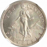 Филиппины 10 сентаво 1919 г. S, NGC MS65, "Администрация США (1903 - 1945)"