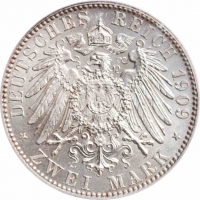 Саксония 2 марки 1909 г., NGC MS64, "500 лет Лейпцигскому университету"