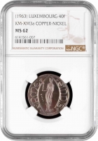 Люксембург 40 франков 1963 г., NGC NS62 ESSAI, "Принцесса Эрмесинде" Top Pop 1/0