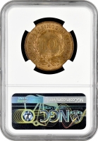 Доминикана 10 сентесимо 1891 г. A, NGC MS65 RB, "Доминиканская Республика (1844 - 1897)"