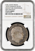 Веймарська Республіка Медаль Карла Гетца 1927 р. D, NGC PF65 CAM, "80 років Гінденбургу"