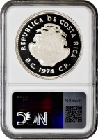 Коста-Рика 100 колонов 1974, NGC PF68 UC, "Охрана природы - Ламантин"