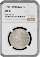 Гондурас 1 лемпира 1937 г., NGC MS61, "Республика Гондурас (1931 - 2019)"