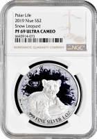 Ниуэ 2 доллара 2019 г., NGC PF69 UC, "Полярная жизнь - Снежный барс"