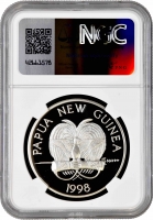 Папуа - Новая Гвинея 5 кина 1998 г., NGC PF68 UC, "Зеленый древовидный питон"