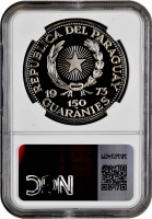 Парагвай 150 гуарани 1973 г., NGC PF68 CAM, "Олимпийские Игры, Мюнхен 1972 - Бокс" Top Pop 1/0
