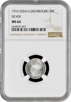 Люксембург 50 сантимов 1914 г., NGC MS64 ESSAI, "Мария Аделаида (1912 - 1919)"