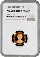 Доминикана 1 сентаво 1978 г., NGC PF66 RB UC, "Доминиканская Республика (1937 - 2022)"