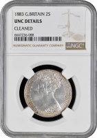Великобритания 2 шиллинга (флорин) 1883 г., NGC UNC Det., "Королева Виктория (1838 - 1901)"