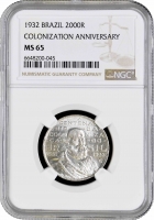 Бразилия 2000 рейсов 1932 г., NGC MS65, "400 лет колонизации Бразилии"