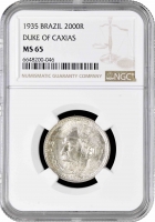 Бразилия 2000 рейсов 1935 г., NGC MS65, "Первая Республика (1889 - 1942)"