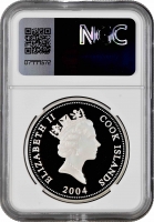 Острова Кука 1 доллар 2004 г., NGC PF70 UC, "Железнодорожные путешествия - Канадская тихоокеанская ж/д"