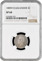 Сальвадор 3 сентаво 1889 г. H, NGC SP64, "Республика Эль-Сальвадор (1889 - 1918)" Pop 1/3