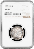 США 1/4 долара (квотер) 1893 р., NGC MS62, "Barber Quarter"
