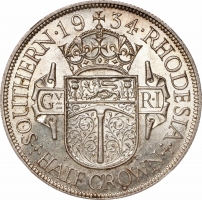 Южная Родезия 1/2 кроны 1934 г., NGC MS62, "Колония Великобритании (1932 - 1955)"