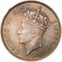 Южная Родезия 1/2 кроны 1937 г., NGC MS64, "Колония Великобритании (1932 - 1955)"