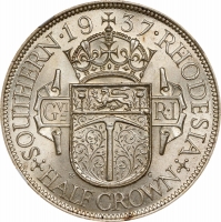 Южная Родезия 1/2 кроны 1937 г., NGC MS63, "Колония Великобритании (1932 - 1955)"