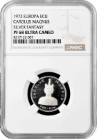 Панъевропейский союз 1 экю 1972, NGC PF68 UC, "Карол Великий (742 - 814)" Top Pop