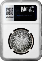 Бавария 3 марки 1918 (1991) г. D, NGC PF66 UC RESTRIKE, "50-летие свадьбы" Top Pop 1/0