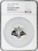 ЮАР 50 центов 2002 г., NGC PF69 UC, "Слон - Сила Африки" Top Pop