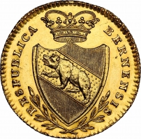 Швейцарские кантоны 1 дуплон 1797 г., NGC UNC Det., "Кантон Берн (1797 - 1850)"