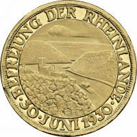 Веймарская Республика Медаль 1930 г., NGC PF66 UC, "Освобождение Рейнской области"