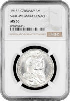 Саксен-Веймар-Ейзенах 3 марки 1915 р. A, NGC MS65, "100 років Великим герцогам"