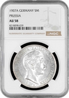 Пруссія 5 марок 1907, NGC AU58, "Король Вільгельм II (1888 - 1918)"