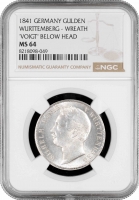 Вюртемберг 1 гульден 1841, NGC MS64, "Король Вільгельм I (1816 - 1864)" Top Pop 1/
